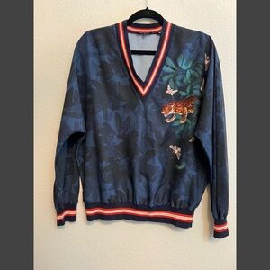 #1598 Ted Baker Houdini Navy Jungle Print Animal Print Top size 3